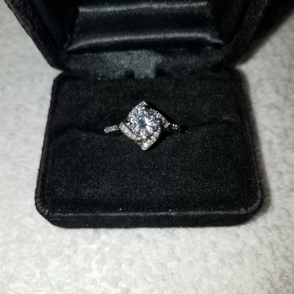 Round cut sparkling zirconia solitaire sterling silver. **